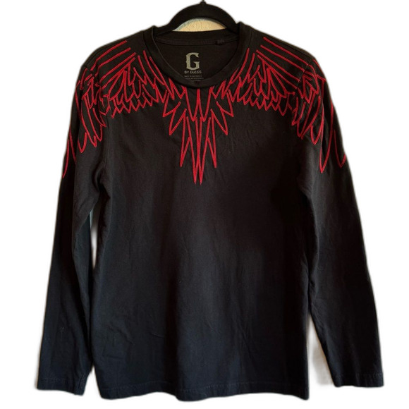 G by Guess Mens Black Red Long Sleeve Shirt S Small - Picture 1 of 4
